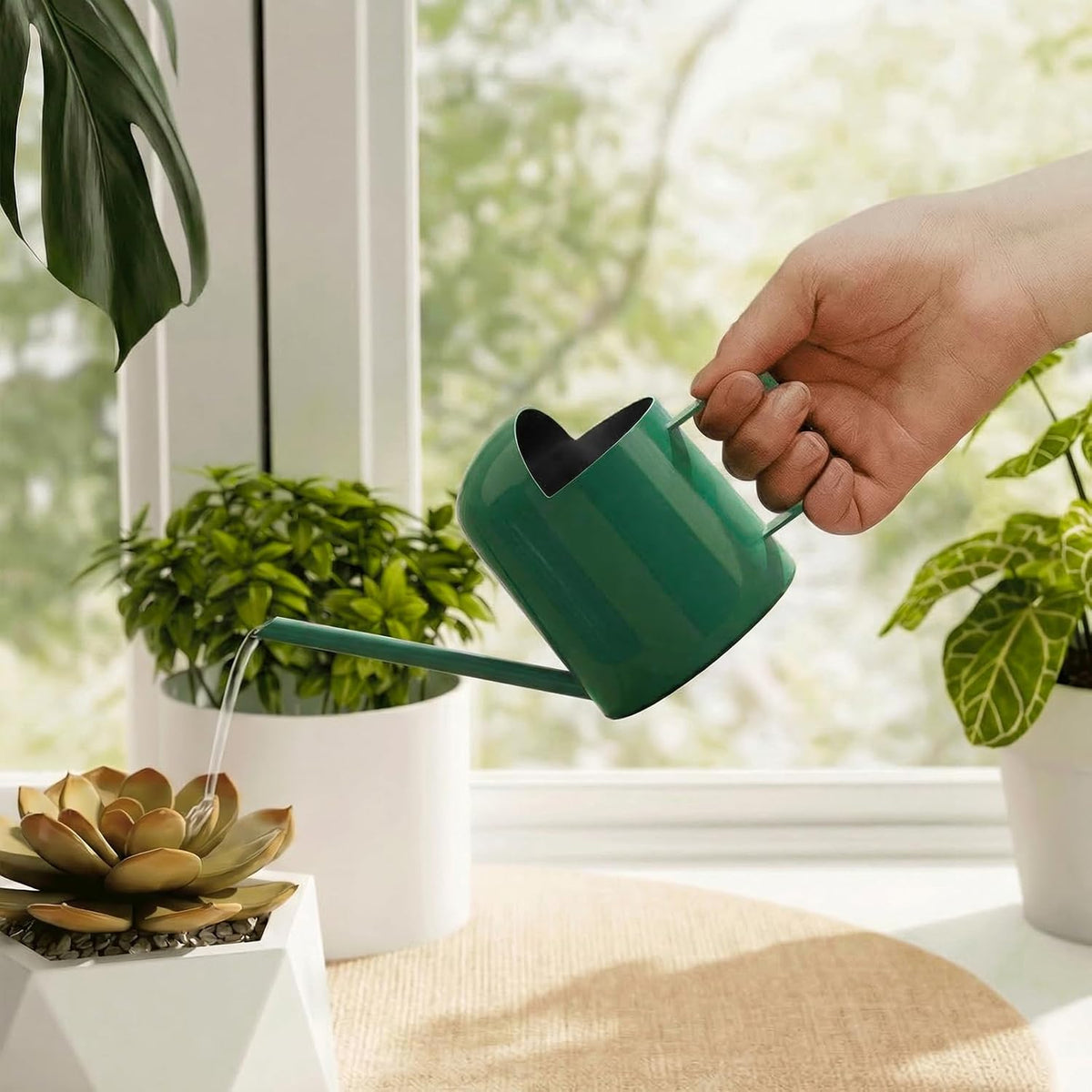 Small Watering Can Indoor Outdoor Plant Metal Stainless Steel Long Spoutt Flowers Watering Cans for House Garden Plants 10OZ Watering Bottle Cute Decorative for Bonsai(Bronze)