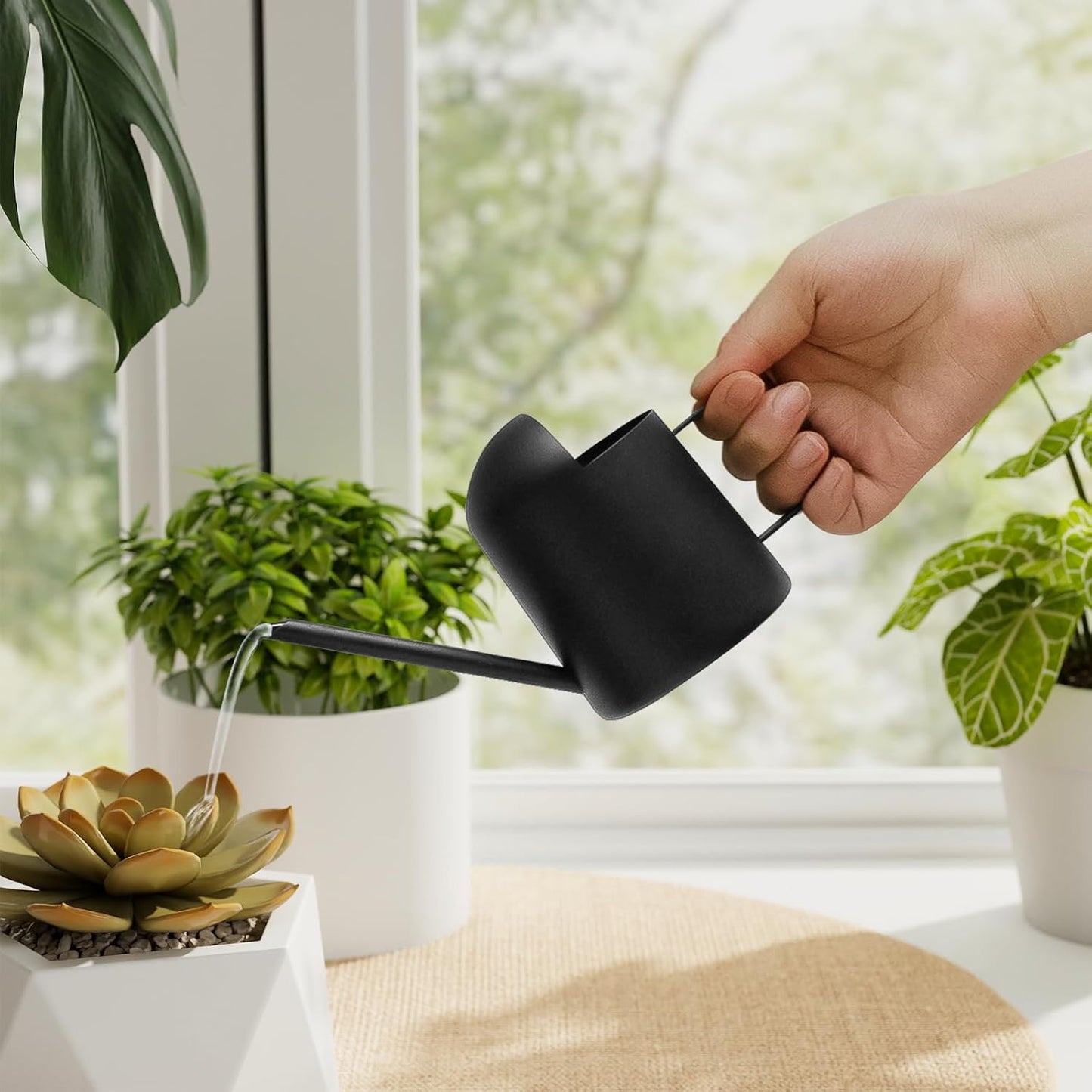 Small Watering Can Indoor Outdoor Plant Metal Stainless Steel Long Spoutt Flowers Watering Cans for House Garden Plants 10OZ Watering Bottle Cute Decorative for Bonsai(Bronze)