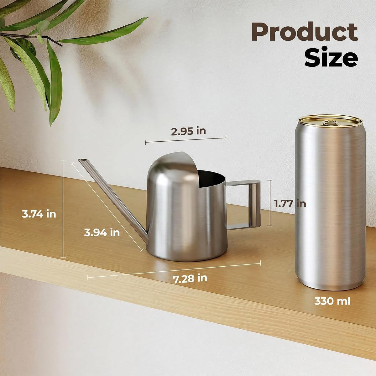Small Watering Can Indoor Outdoor Plant Metal Stainless Steel Long Spoutt Flowers Watering Cans for House Garden Plants 10OZ Watering Bottle Cute Decorative for Bonsai(Bronze)