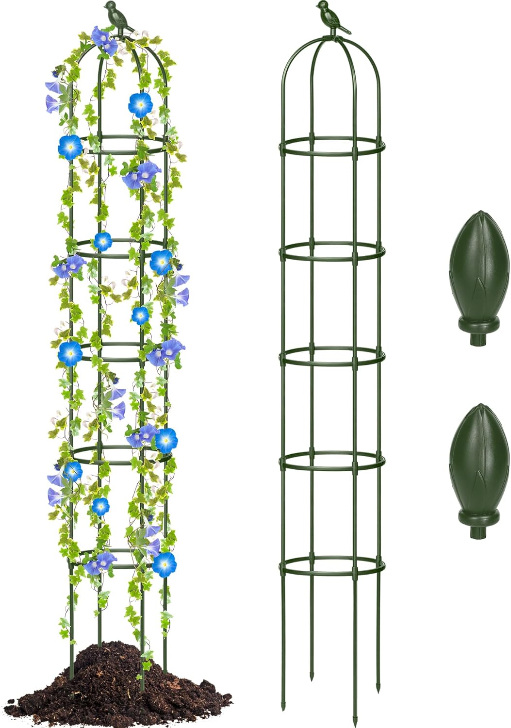 2 Pack 7 ft Garden Trellis Obelisk for Rose Trellis Climbing Plants Outdoor Rustproof for Pots Tall Tower Plant Support Metal Garden Vines Flower Plants Support Outdoor Indoor (Green)