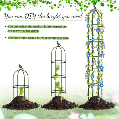 2 Pack 7 ft Garden Trellis Obelisk for Rose Trellis Climbing Plants Outdoor Rustproof for Pots Tall Tower Plant Support Metal Garden Vines Flower Plants Support Outdoor Indoor (Green)