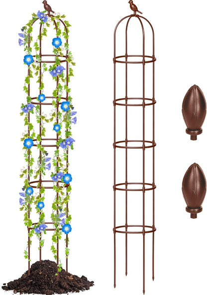 2 Pack 7 ft Garden Trellis Obelisk for Rose Trellis Climbing Plants Outdoor Rustproof for Pots Tall Tower Plant Support Metal Garden Vines Flower Plants Support Outdoor Indoor (Green)