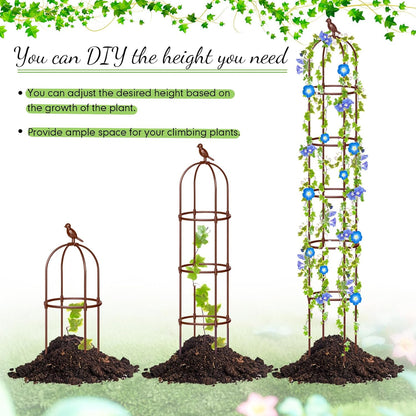 2 Pack 7 ft Garden Trellis Obelisk for Rose Trellis Climbing Plants Outdoor Rustproof for Pots Tall Tower Plant Support Metal Garden Vines Flower Plants Support Outdoor Indoor (Green)