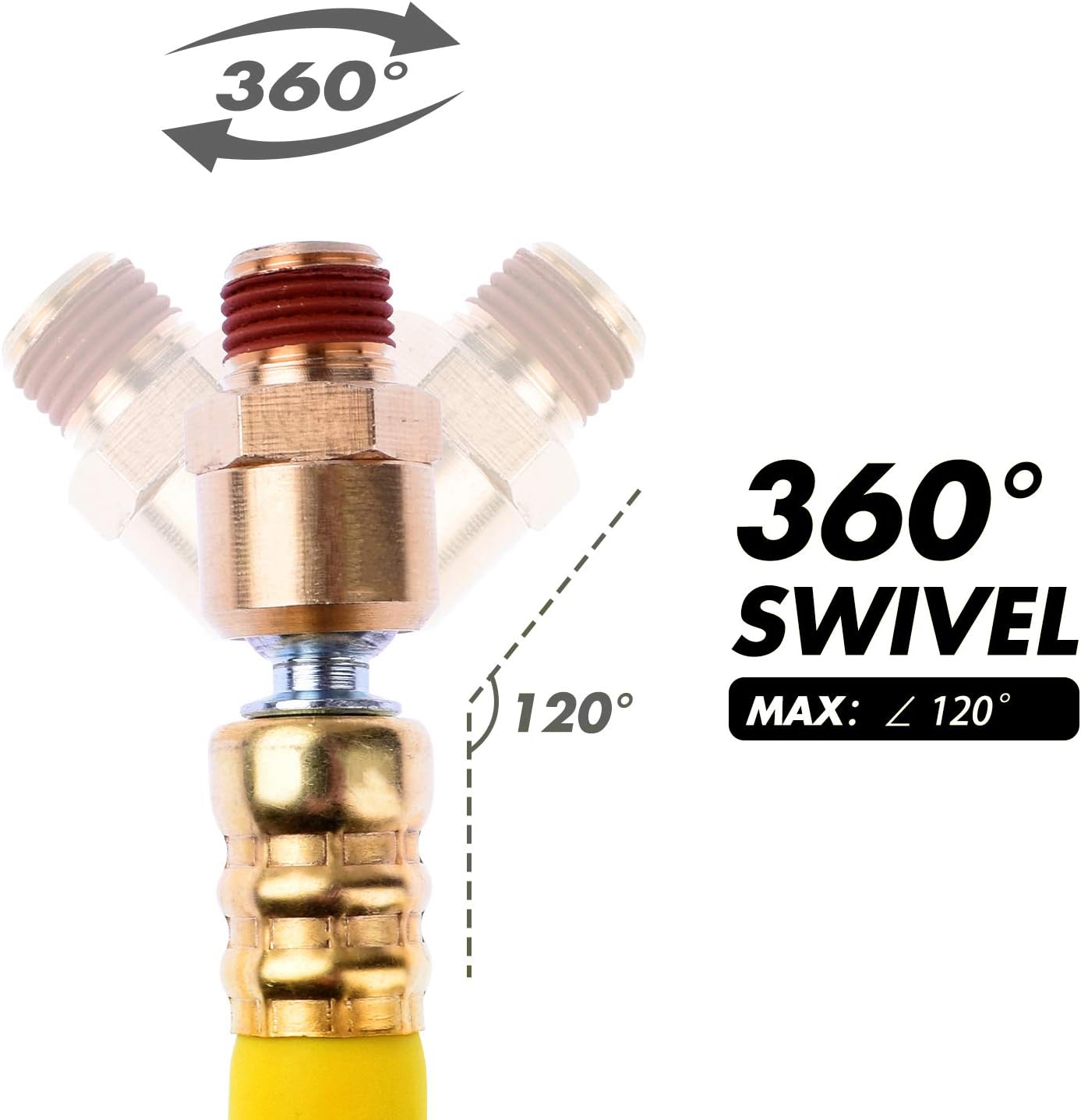 Hybrid Lead in Air Hose 3/8" X 30"(1/4 in. MNPT Ball Swivel x 1/4 in. FNPT Ends) 300 PSI Max Working Pressure, Heavy Duty Air Compressor Hose