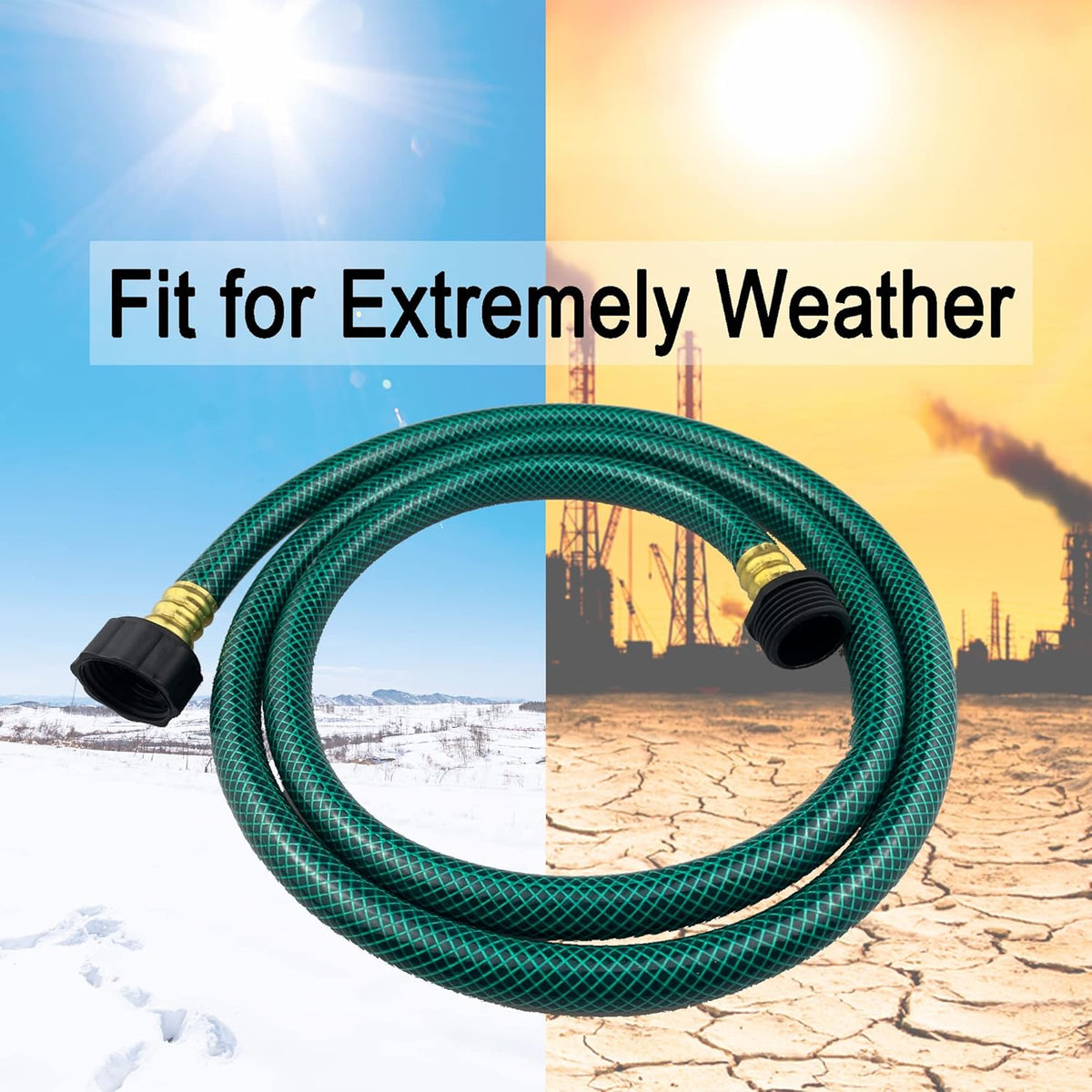 PVC Garden Hose 1/2 Inch, 2 FT Flexible Water Hose Green with Male and Female Plastic Fittings - No Leaking and Lightweight for Household Outdoors Lawns Patio