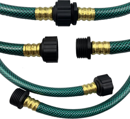 PVC Garden Hose 1/2 Inch, 2 FT Flexible Water Hose Green with Male and Female Plastic Fittings - No Leaking and Lightweight for Household Outdoors Lawns Patio