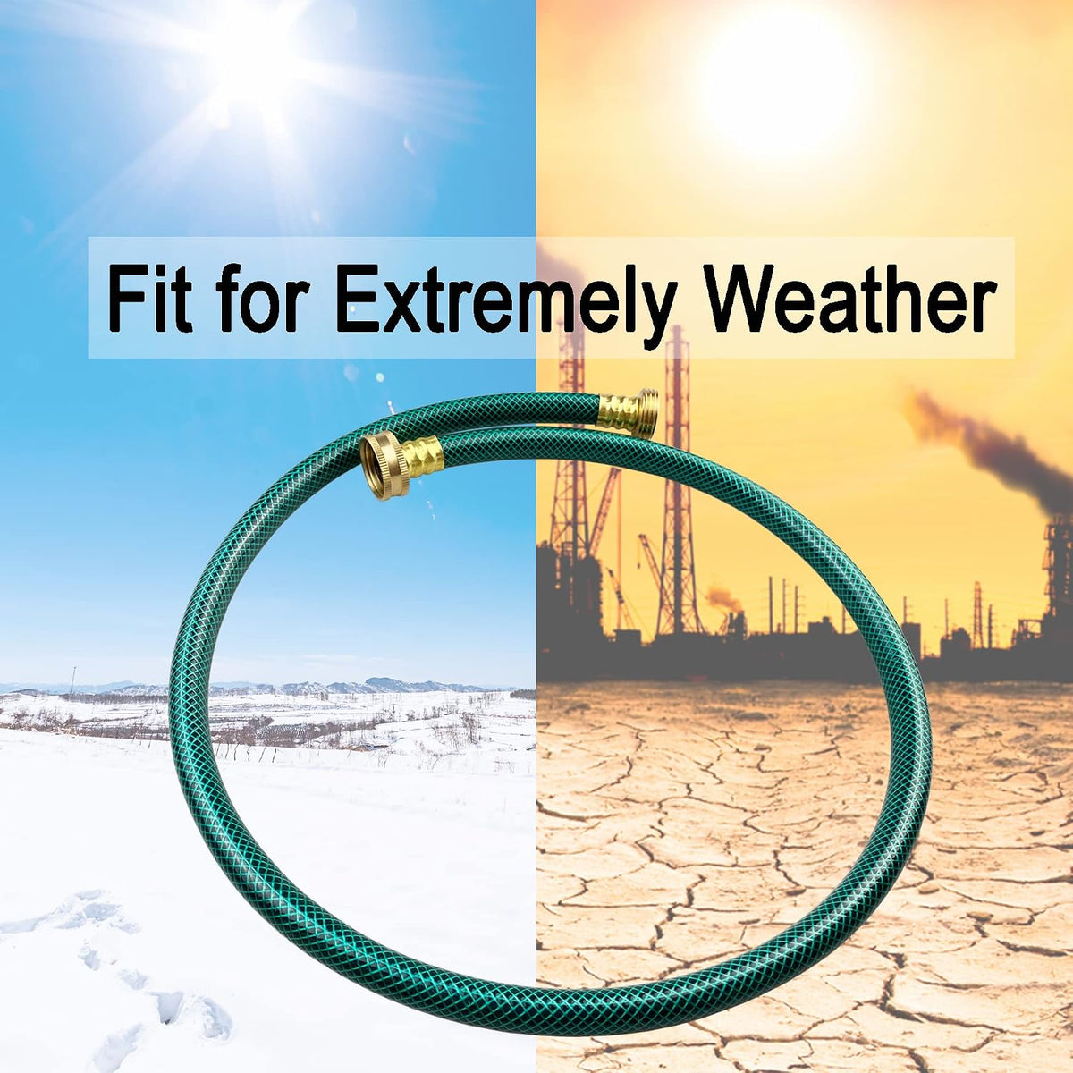 PVC Garden Hose 1/2 Inch, 2 FT Flexible Water Hose Green with Male and Female Plastic Fittings - No Leaking and Lightweight for Household Outdoors Lawns Patio