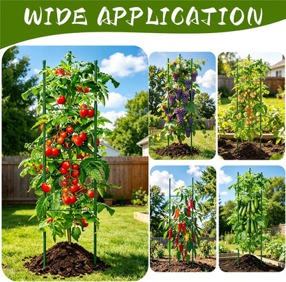 6 Pack Tomato Cages for Garden, 51.2 Inch Tall Adjustable Tower Tomato Trellis for Raised Garden Bed, Heavy Duty Metal Tomato Plants Support Stakes for Outdoor Pots Climbing Plants, Vegetables, Flower