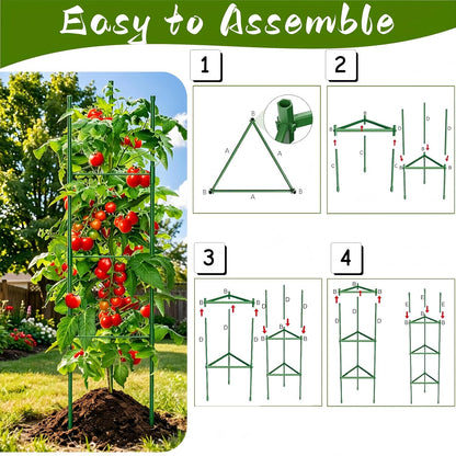 6 Pack Tomato Cages for Garden, 51.2 Inch Tall Adjustable Tower Tomato Trellis for Raised Garden Bed, Heavy Duty Metal Tomato Plants Support Stakes for Outdoor Pots Climbing Plants, Vegetables, Flower