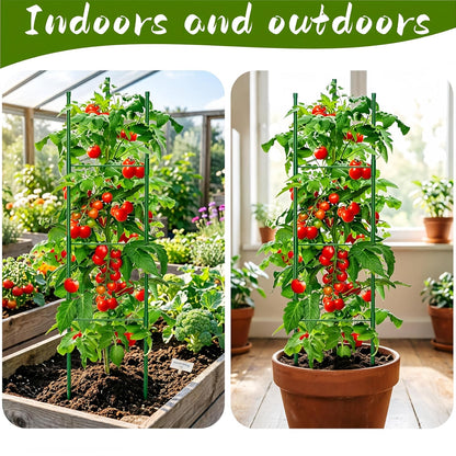 6 Pack Tomato Cages for Garden, 51.2 Inch Tall Adjustable Tower Tomato Trellis for Raised Garden Bed, Heavy Duty Metal Tomato Plants Support Stakes for Outdoor Pots Climbing Plants, Vegetables, Flower