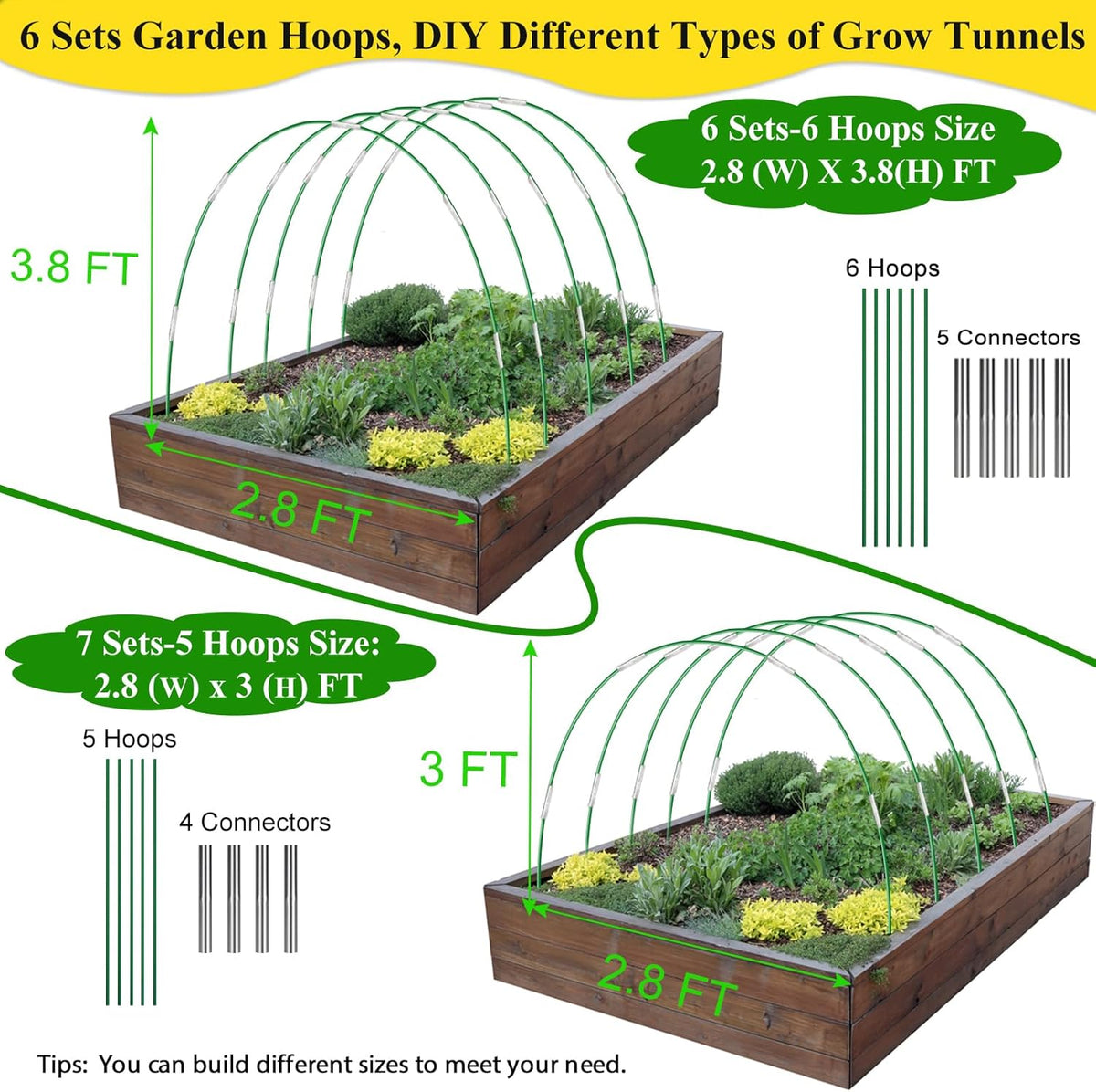 Garden Mesh Netting Kit,10 x 30FT Ultra Fine Netting with 6 Sets Fiberglass Garden Hoops for Raised Beds Vegetable Plants Fruits Greenhouse Row Cover Birds Animals Barrier Protection Net