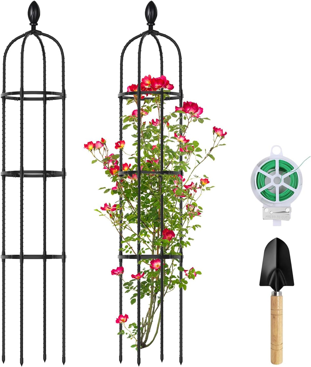 2 Pack 5Ft Tall Garden Obelisk Trellis for Climbing Plants Outdoor