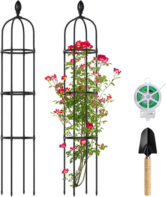 2 Pack 5Ft Tall Garden Obelisk Trellis for Climbing Plants Outdoor