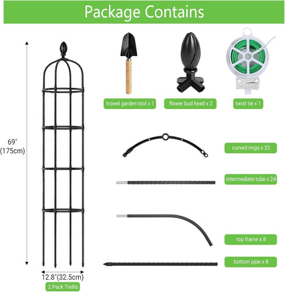 2 Pack 5Ft Tall Garden Obelisk Trellis for Climbing Plants Outdoor