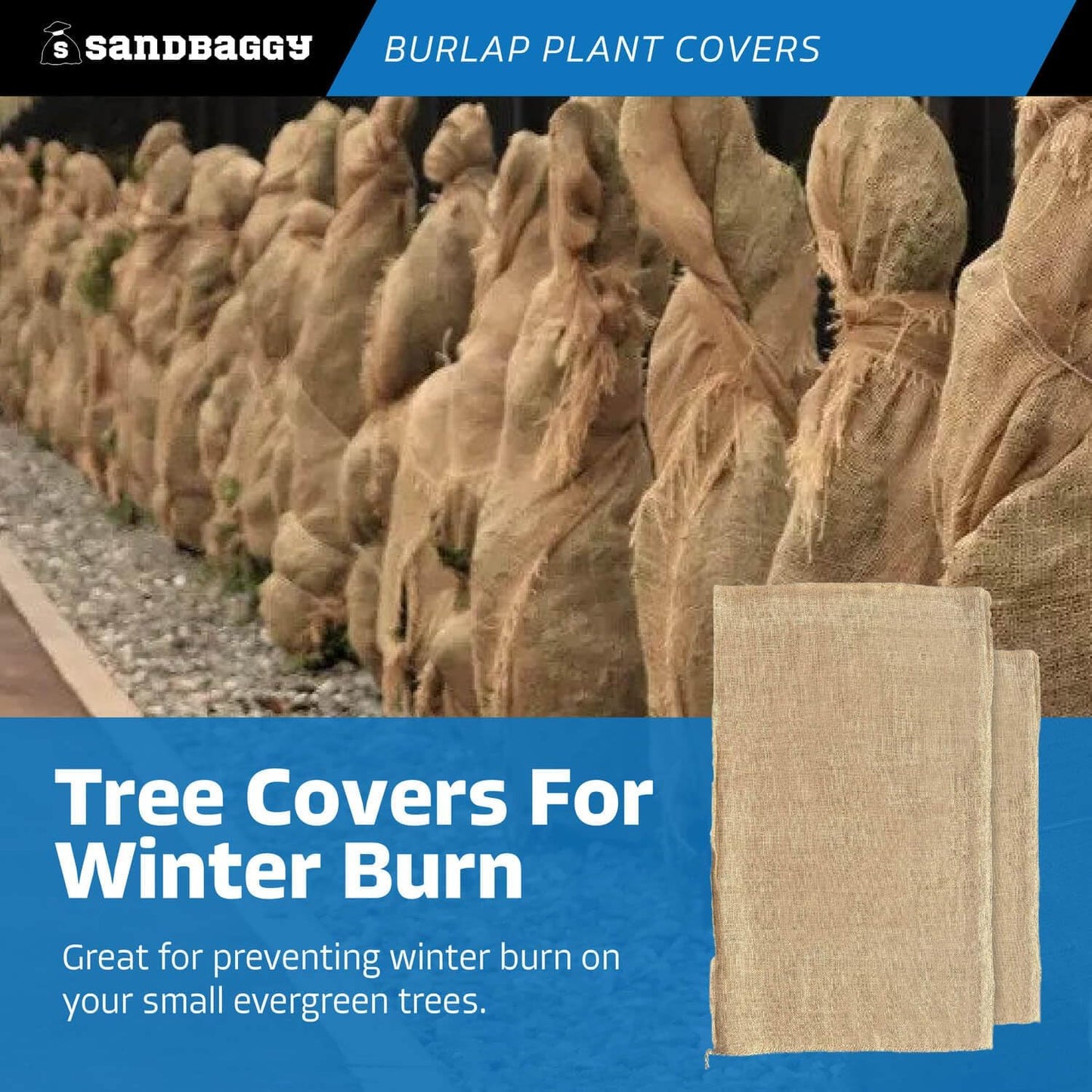 24" x 40" Burlap Plant Cover Bags - Frost & Freeze Protection Cloth for Outdoor Trees, Shrubs, Plants in Winter - Reusable, 100% Natural Burlap - Food Grade, Hydrocarbon-Free (100 Bags)
