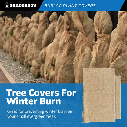 24" x 40" Burlap Plant Cover Bags - Frost & Freeze Protection Cloth for Outdoor Trees, Shrubs, Plants in Winter - Reusable, 100% Natural Burlap - Food Grade, Hydrocarbon-Free (100 Bags)