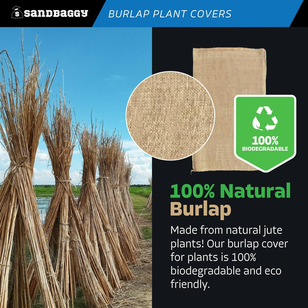 24" x 40" Burlap Plant Cover Bags - Frost & Freeze Protection Cloth for Outdoor Trees, Shrubs, Plants in Winter - Reusable, 100% Natural Burlap - Food Grade, Hydrocarbon-Free (100 Bags)