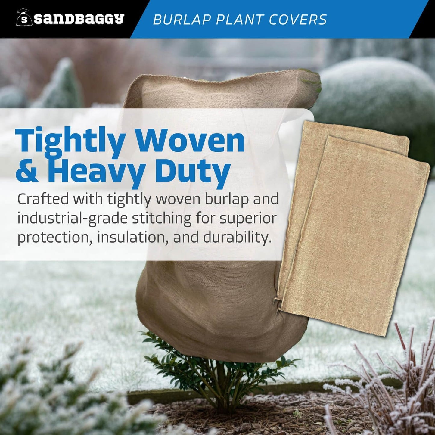 24" x 40" Burlap Plant Cover Bags - Frost & Freeze Protection Cloth for Outdoor Trees, Shrubs, Plants in Winter - Reusable, 100% Natural Burlap - Food Grade, Hydrocarbon-Free (100 Bags)