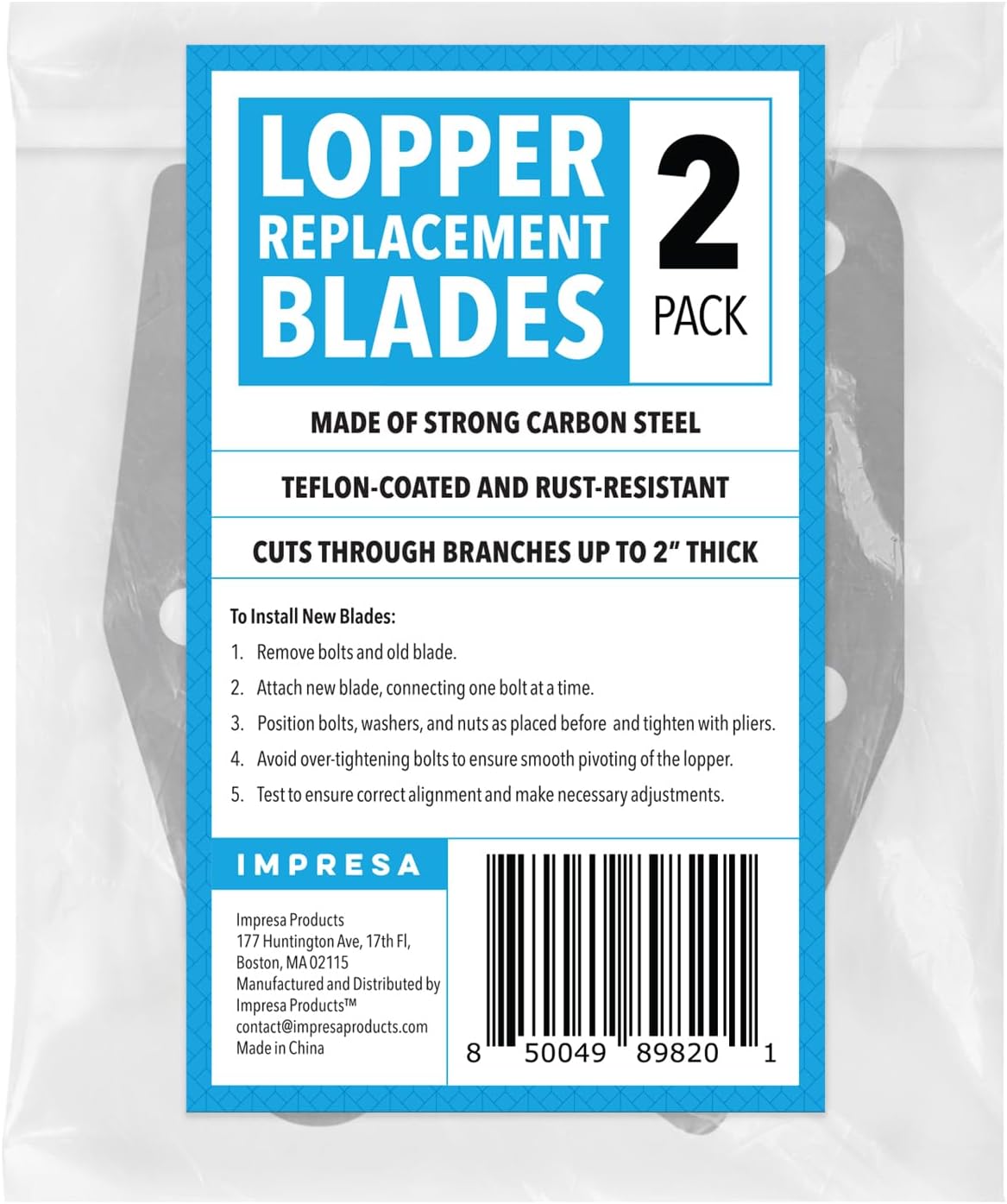 Lopper Replacement Blades - 2 Pack, Compatible with Fiskars PowerGear 25"/31" & PowerGear 2 27"/32" - Bypass Lopper Blades - PTFE-Coated for Gardening Tools - Ambidextrous with Storage Bag