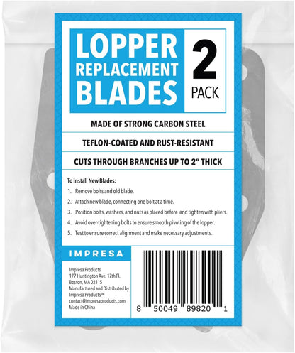 Lopper Replacement Blades - 2 Pack, Compatible with Fiskars PowerGear 25"/31" & PowerGear 2 27"/32" - Bypass Lopper Blades - PTFE-Coated for Gardening Tools - Ambidextrous with Storage Bag
