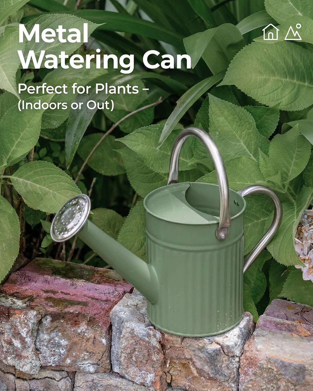 Metal Watering Can for Indoor Outdoor Plant 1/2 Gallon Creamy