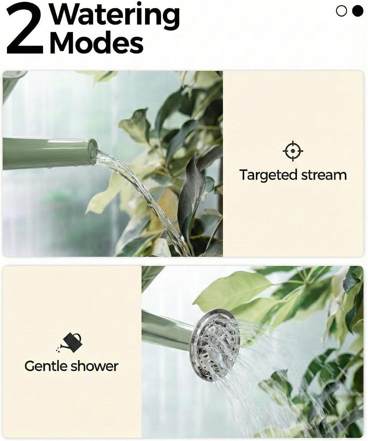 Metal Watering Can for Indoor Outdoor Plant 1/2 Gallon Creamy
