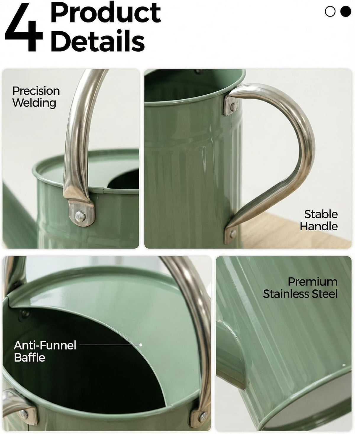 Metal Watering Can for Indoor Outdoor Plant 1/2 Gallon Creamy