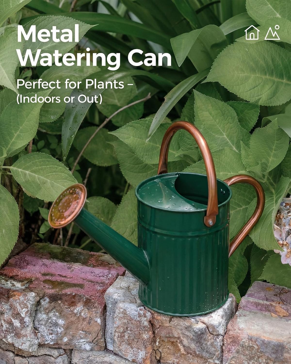 Metal Watering Can for Indoor Outdoor Plant 1/2 Gallon Creamy