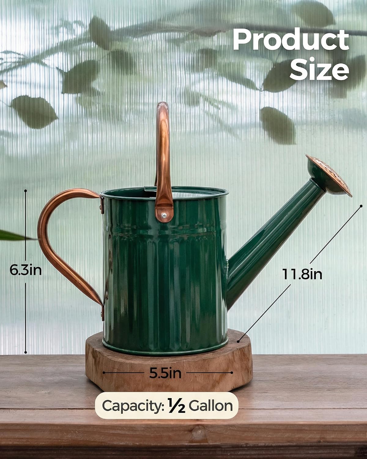 Metal Watering Can for Indoor Outdoor Plant 1/2 Gallon Creamy