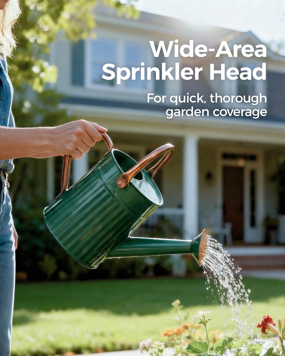 Metal Watering Can for Indoor Outdoor Plant 1/2 Gallon Creamy