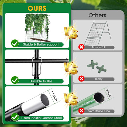 Cucumber Trellis for Raised Bed and Garden, 47" H x 47" W U-Shaped Metal Garden Trellis for Climbing Plants with Nylon Netting, Vegetable Support Frame