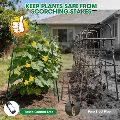 Cucumber Trellis for Raised Bed and Garden, 47" H x 47" W U-Shaped Metal Garden Trellis for Climbing Plants with Nylon Netting, Vegetable Support Frame