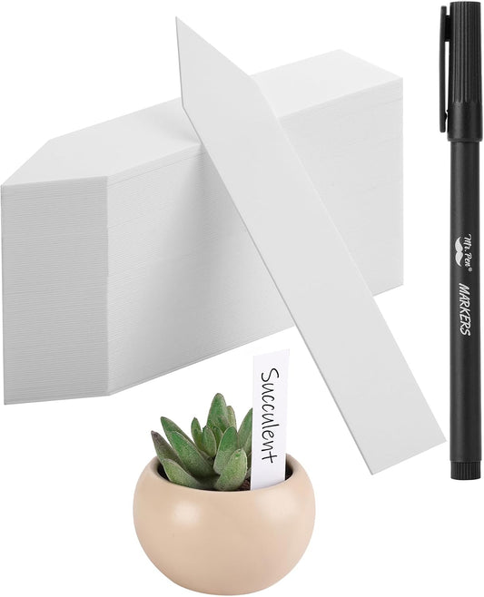 Plastic Plant Labels, 100 Pcs, 4“, White