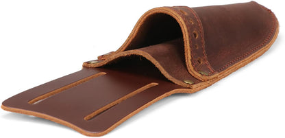 Leather Garden Pruning Shears Folding Saw Double Holster Knife Sheath Pouch