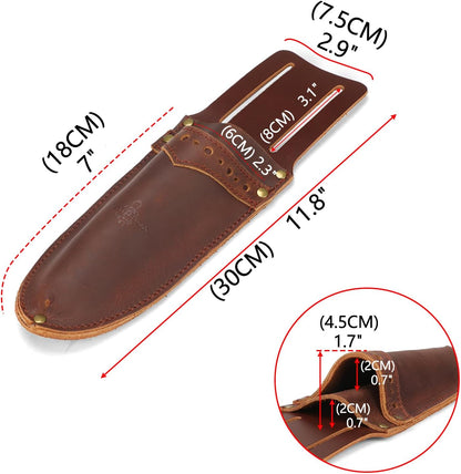 Leather Garden Pruning Shears Folding Saw Double Holster Knife Sheath Pouch
