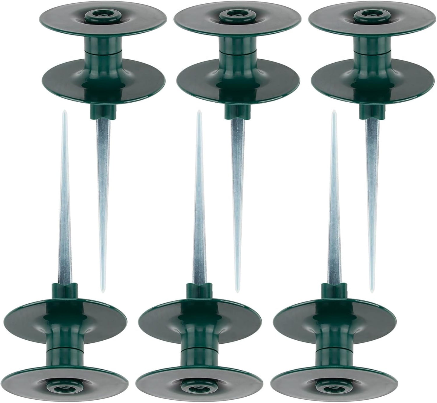 6PCS Garden Hose Guide Spike, 10 Inch Rust Free Zink Sturdy Metal Stake,Heavy Duty Spin Top, Keeps Garden Hose Out of Flower Beds for Plant Protection