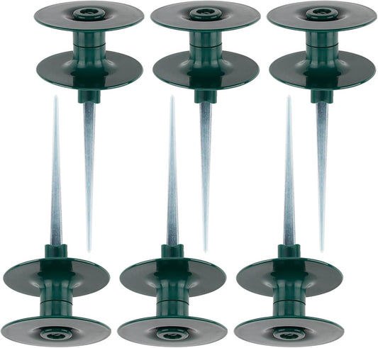 6PCS Garden Hose Guide Spike, 10 Inch Rust Free Zink Sturdy Metal Stake,Heavy Duty Spin Top, Keeps Garden Hose Out of Flower Beds for Plant Protection
