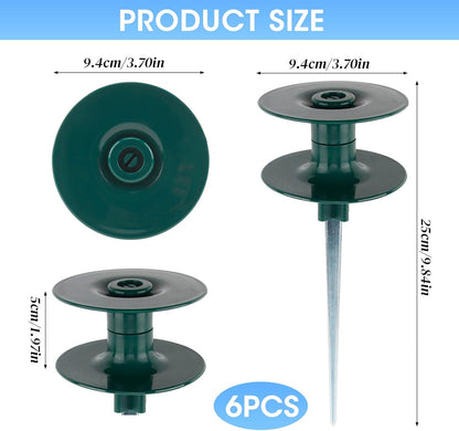 6PCS Garden Hose Guide Spike, 10 Inch Rust Free Zink Sturdy Metal Stake,Heavy Duty Spin Top, Keeps Garden Hose Out of Flower Beds for Plant Protection