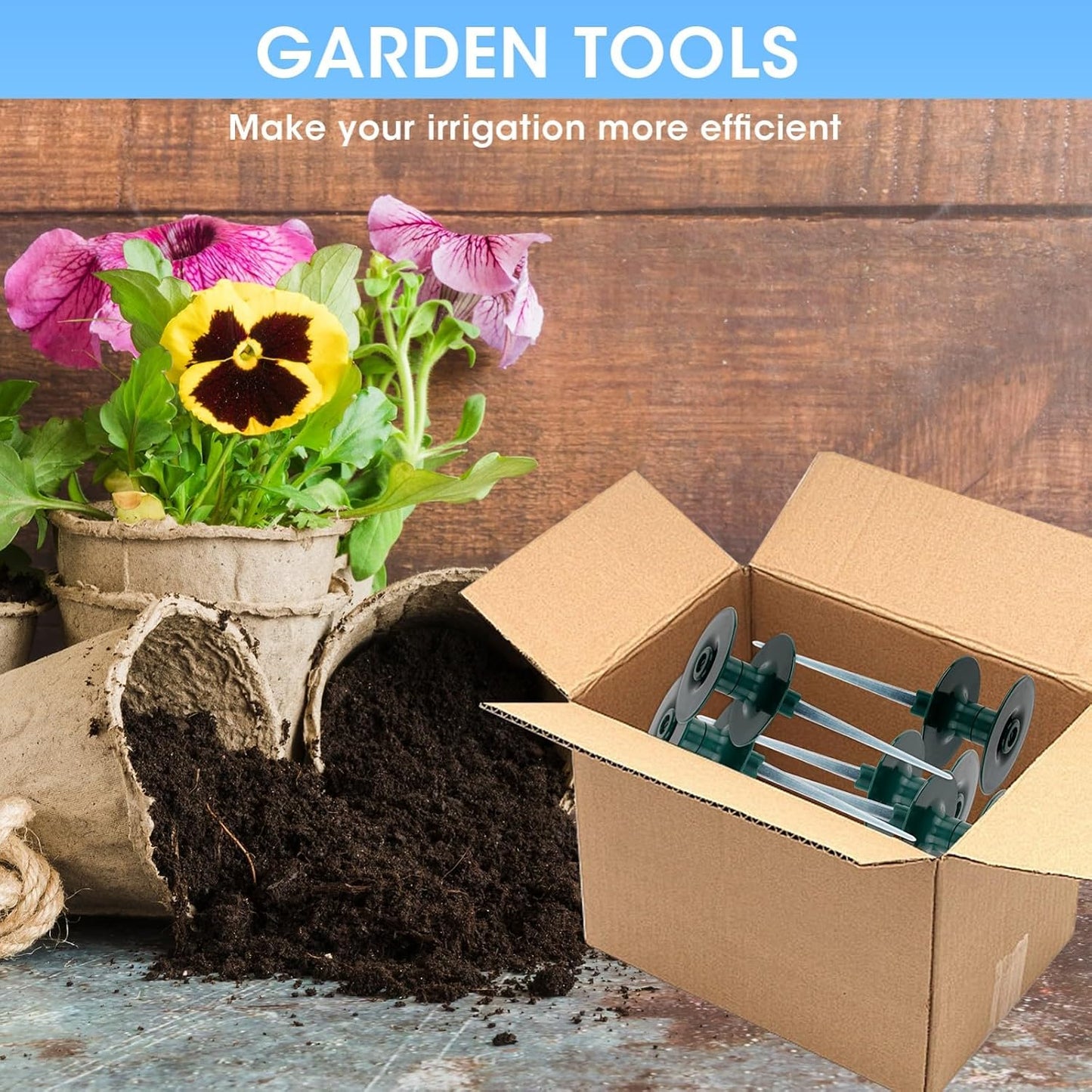 6PCS Garden Hose Guide Spike, 10 Inch Rust Free Zink Sturdy Metal Stake,Heavy Duty Spin Top, Keeps Garden Hose Out of Flower Beds for Plant Protection