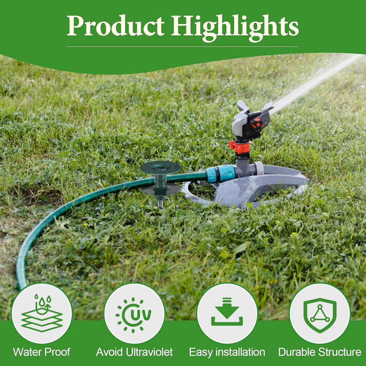 6PCS Garden Hose Guide Spike, 10 Inch Rust Free Zink Sturdy Metal Stake,Heavy Duty Spin Top, Keeps Garden Hose Out of Flower Beds for Plant Protection