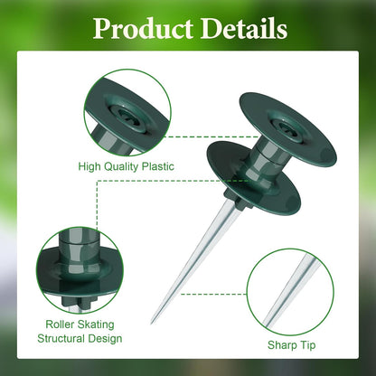 6PCS Garden Hose Guide Spike, 10 Inch Rust Free Zink Sturdy Metal Stake,Heavy Duty Spin Top, Keeps Garden Hose Out of Flower Beds for Plant Protection
