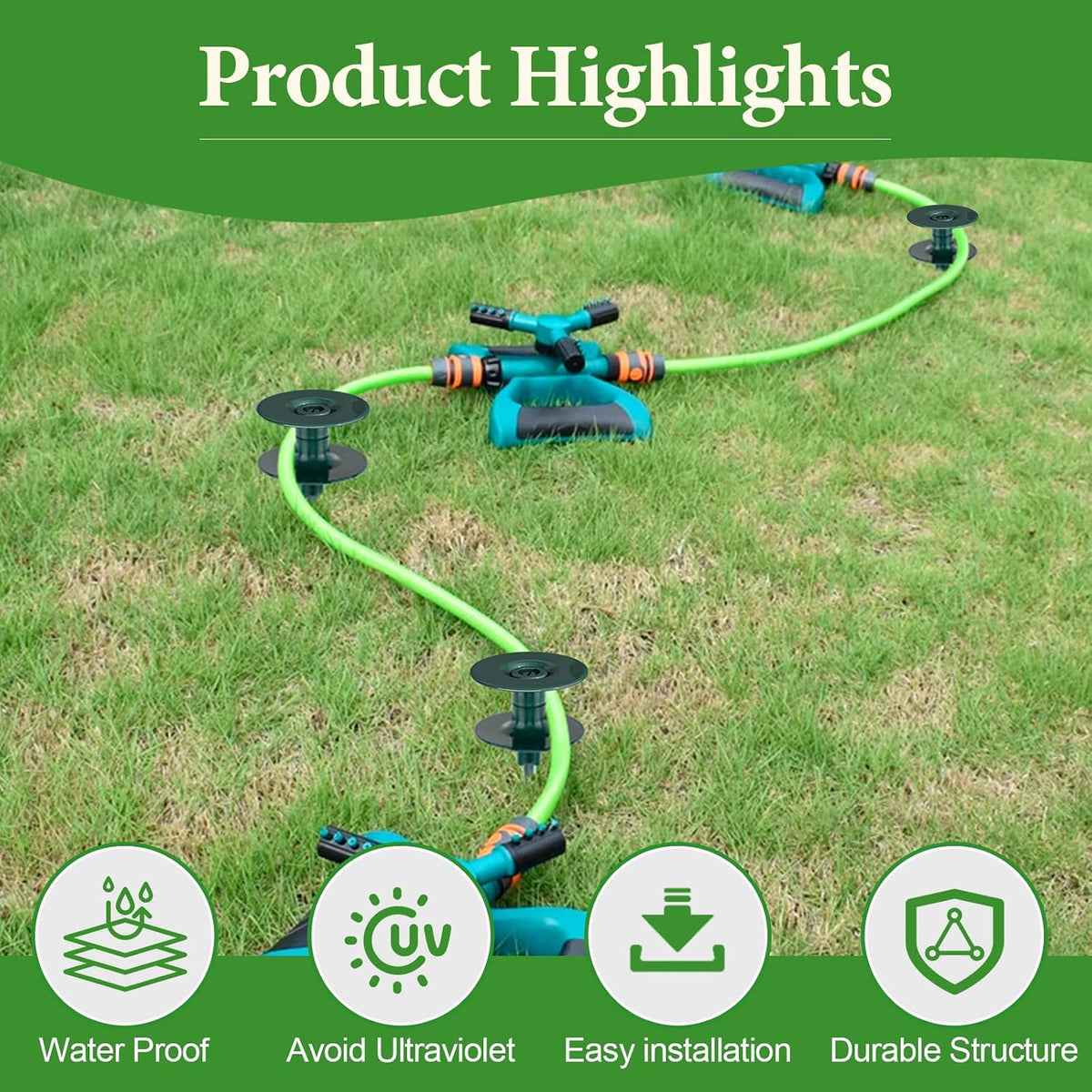 6PCS Garden Hose Guide Spike, 10 Inch Rust Free Zink Sturdy Metal Stake,Heavy Duty Spin Top, Keeps Garden Hose Out of Flower Beds for Plant Protection