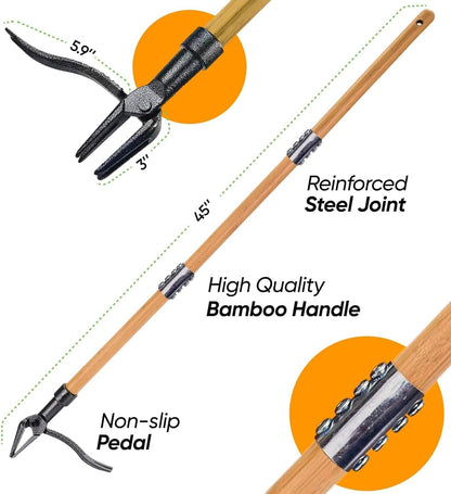 Craft911 Stand Up Weed Puller Tool with Long Handle - Dandelion Weeding Tool, No More Bending