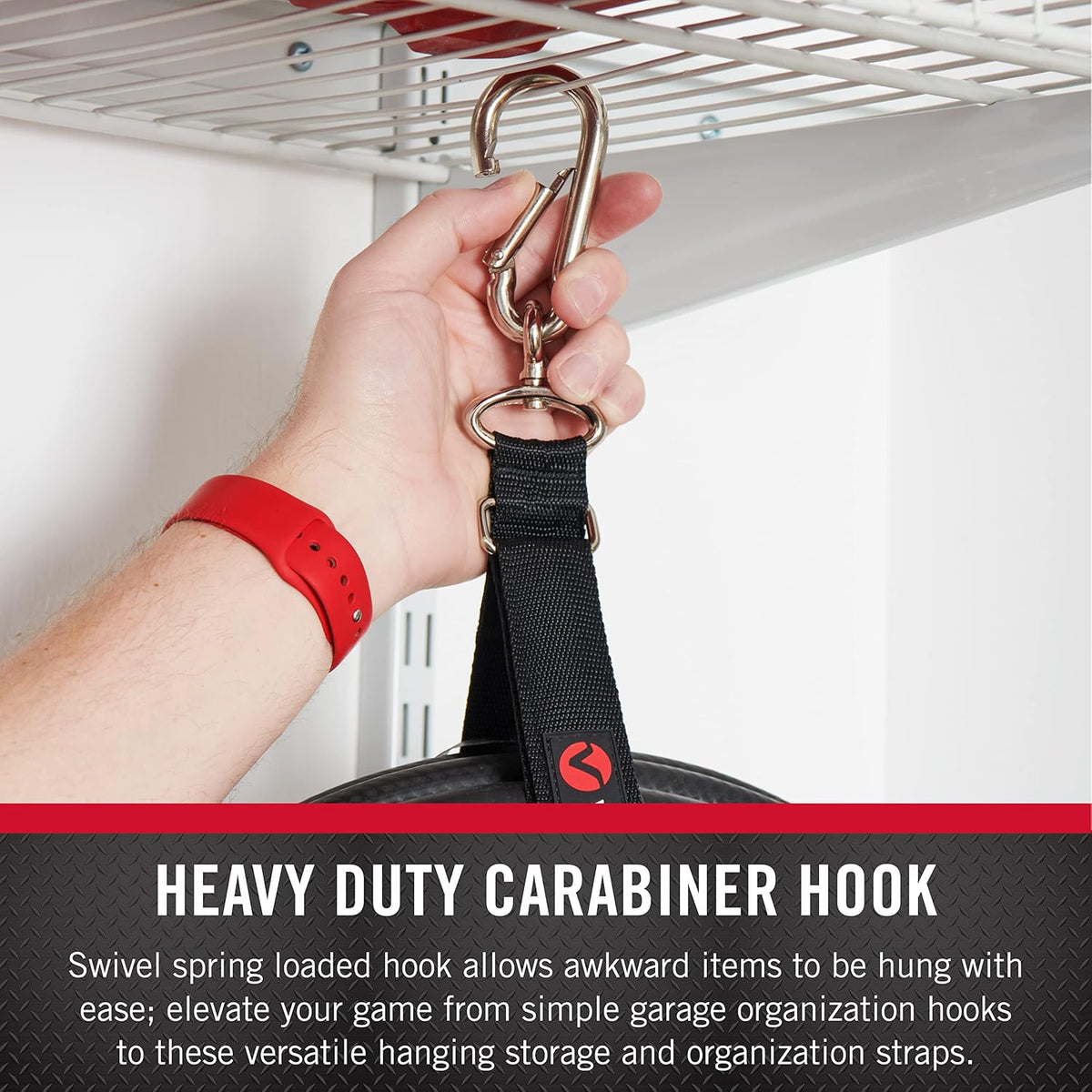Easy Hang Cinch Straps for Garage Organization, 3 Sizes S-M-L 1 Each, Holds up to 350 pounds, Black, VEL-30804-USA