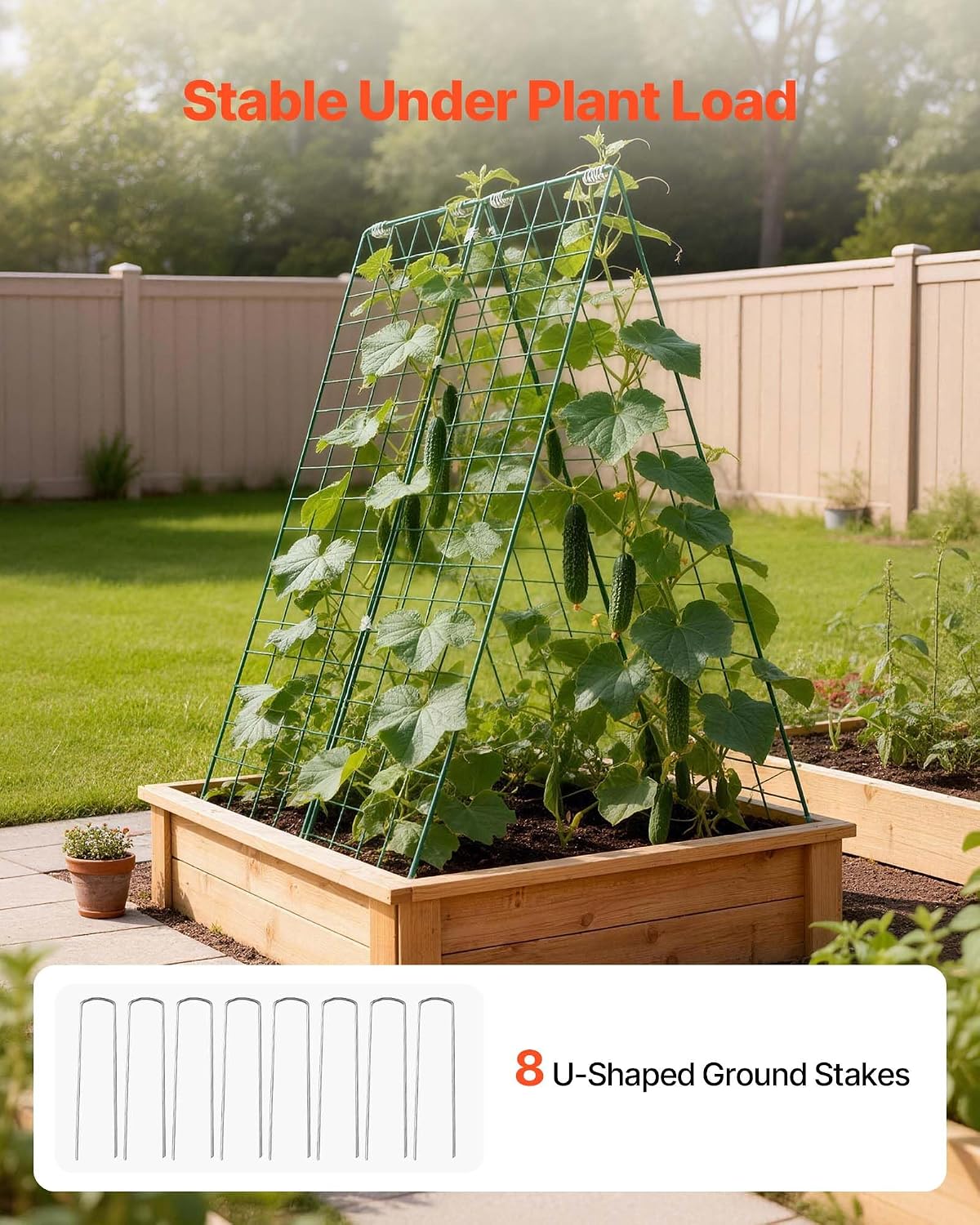 Cucumber Trellis, 46" x 34" Foldable A-Frame Garden Trellises for Raised Bed, 4 Panels, Metal Rustproof Outdoor Climbing Plant Support with 2 Plant Bags for Vine, Peas, Beans, Tomato, Flowers