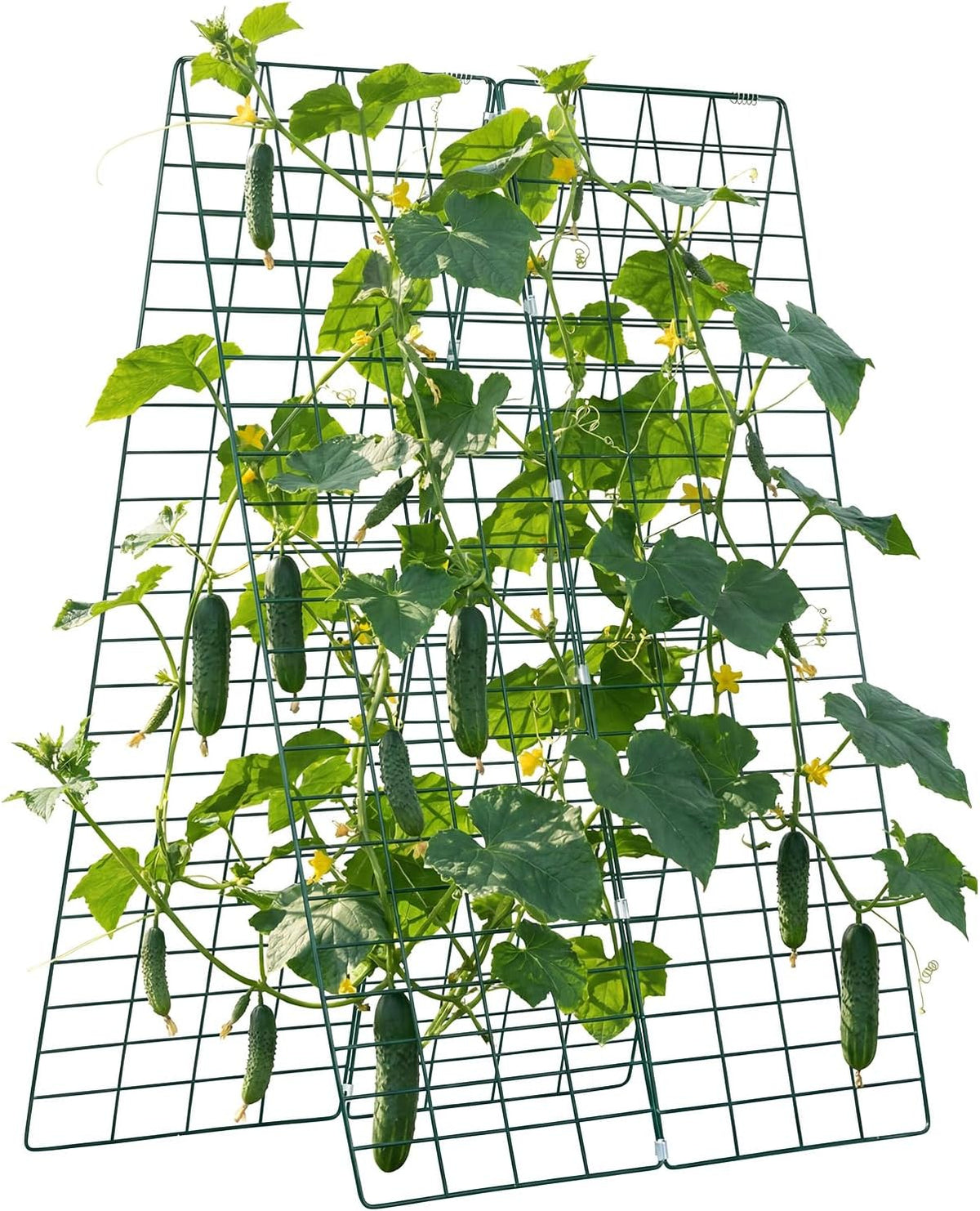 Cucumber Trellis, 46" x 34" Foldable A-Frame Garden Trellises for Raised Bed, 4 Panels, Metal Rustproof Outdoor Climbing Plant Support with 2 Plant Bags for Vine, Peas, Beans, Tomato, Flowers