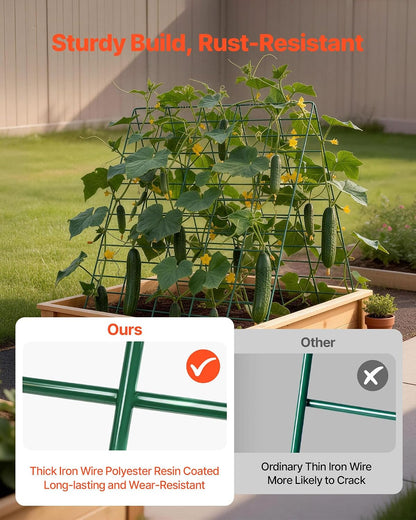 Cucumber Trellis, 46" x 34" Foldable A-Frame Garden Trellises for Raised Bed, 4 Panels, Metal Rustproof Outdoor Climbing Plant Support with 2 Plant Bags for Vine, Peas, Beans, Tomato, Flowers