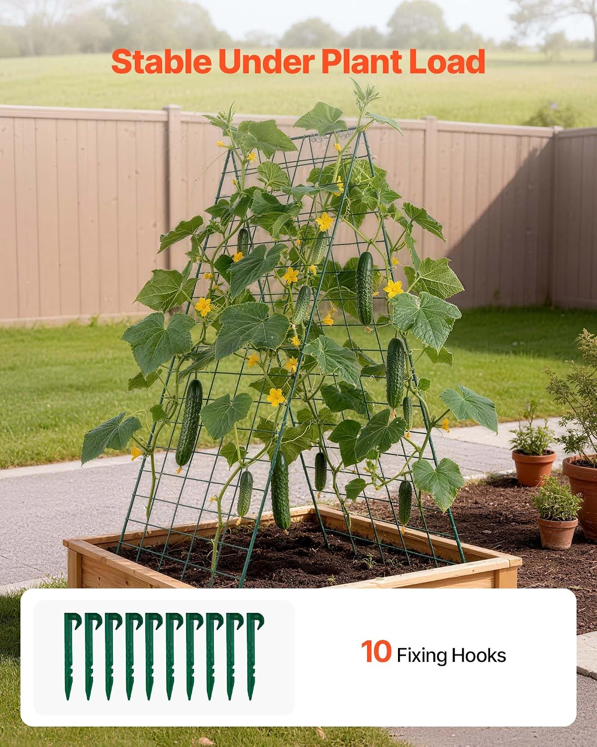 Cucumber Trellis, 46" x 34" Foldable A-Frame Garden Trellises for Raised Bed, 4 Panels, Metal Rustproof Outdoor Climbing Plant Support with 2 Plant Bags for Vine, Peas, Beans, Tomato, Flowers