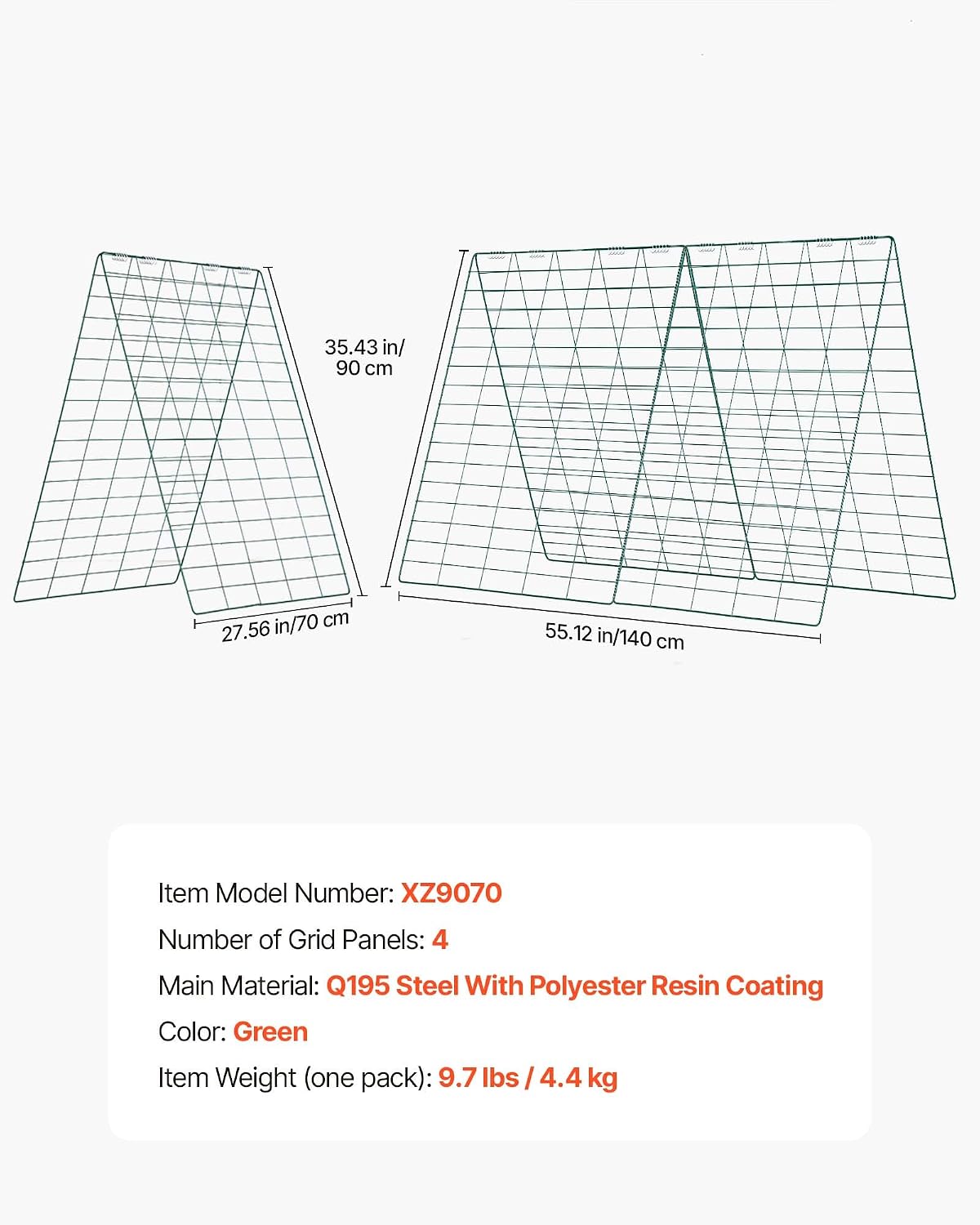 Cucumber Trellis, 46" x 34" Foldable A-Frame Garden Trellises for Raised Bed, 4 Panels, Metal Rustproof Outdoor Climbing Plant Support with 2 Plant Bags for Vine, Peas, Beans, Tomato, Flowers