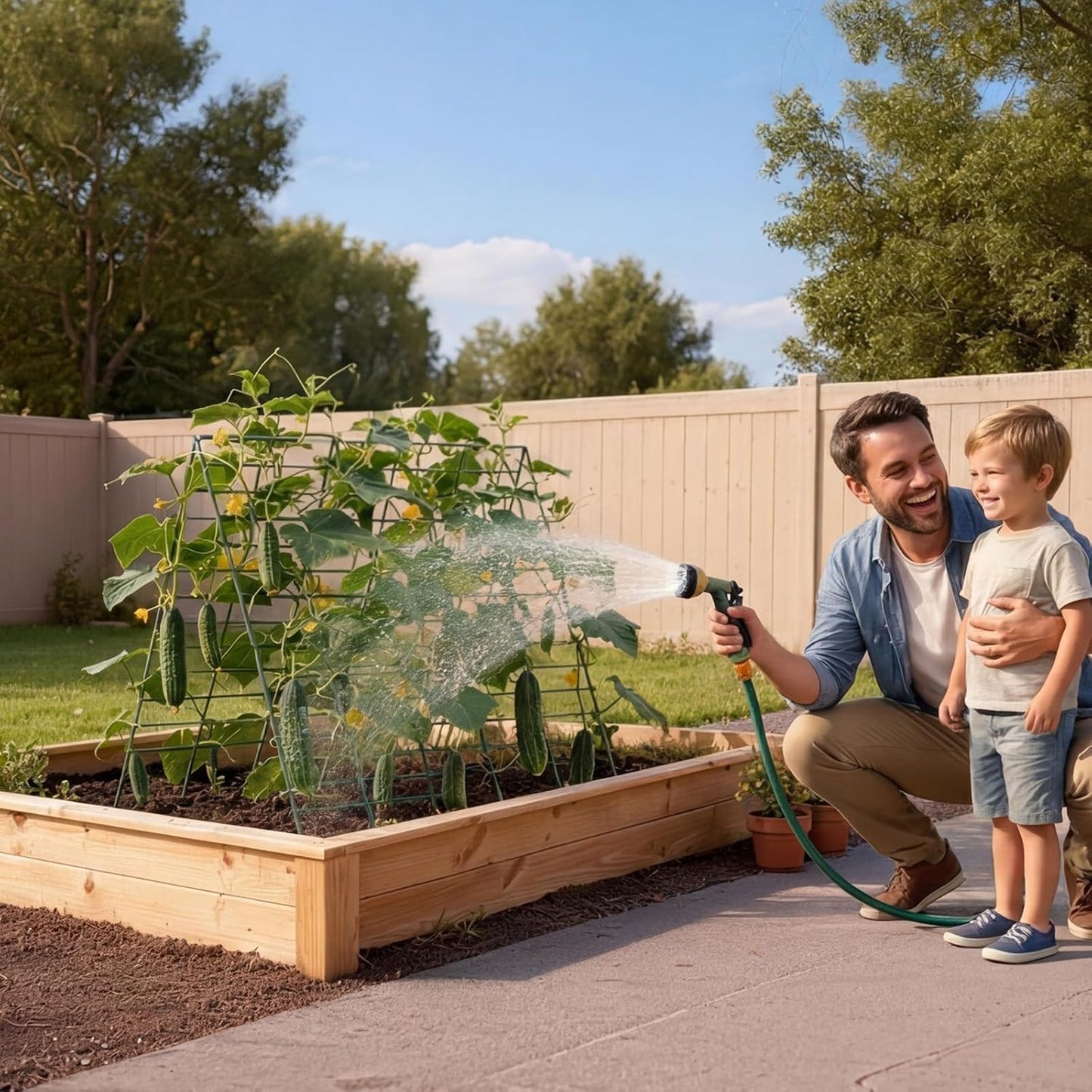 Cucumber Trellis, 46" x 34" Foldable A-Frame Garden Trellises for Raised Bed, 4 Panels, Metal Rustproof Outdoor Climbing Plant Support with 2 Plant Bags for Vine, Peas, Beans, Tomato, Flowers